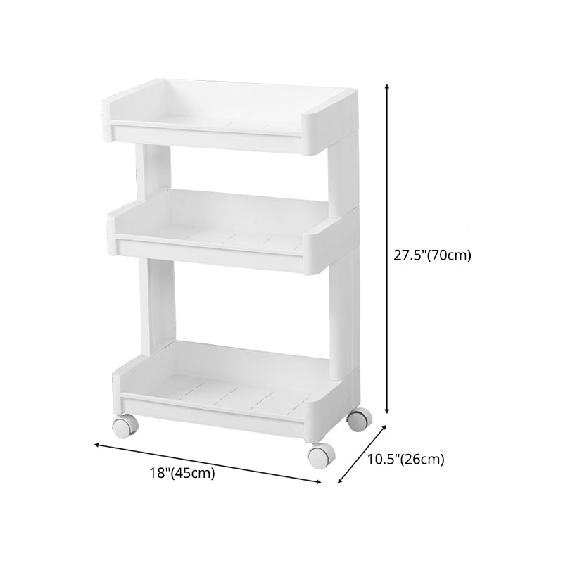 Plastic Geometric Bookcase Contemporary Style Open Back Shelf with Wheels