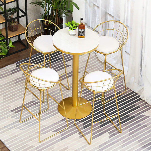 Glam 1/2/3/4/5 Pieces Round Bar Table Set Fixed Table Counter Set for Dining Room