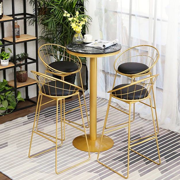 Glam 1/2/3/4/5 Pieces Round Bar Table Set Fixed Table Counter Set for Dining Room