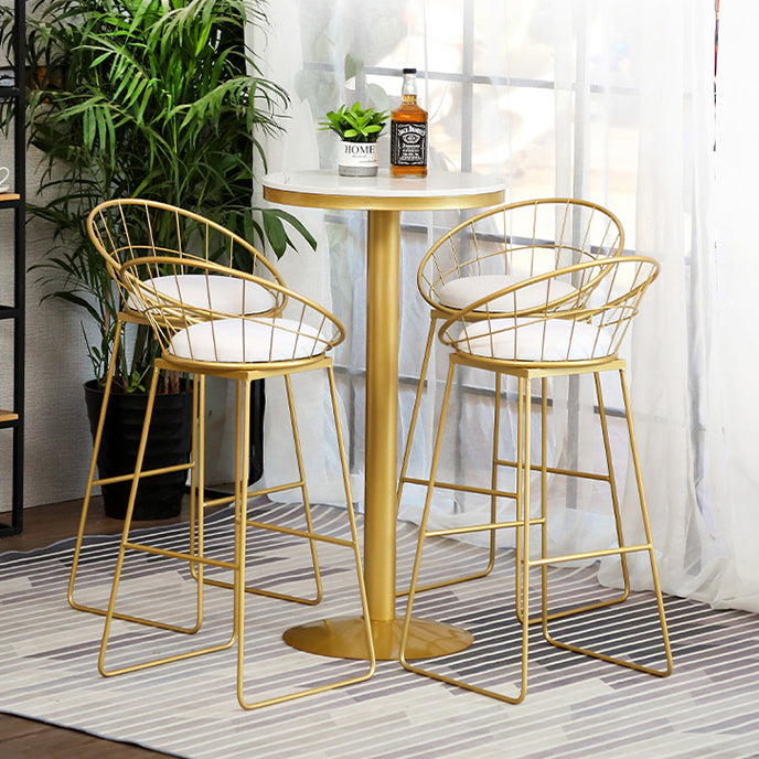 Glam 1/2/3/4/5 Pieces Round Bar Table Set Fixed Table Counter Set for Dining Room