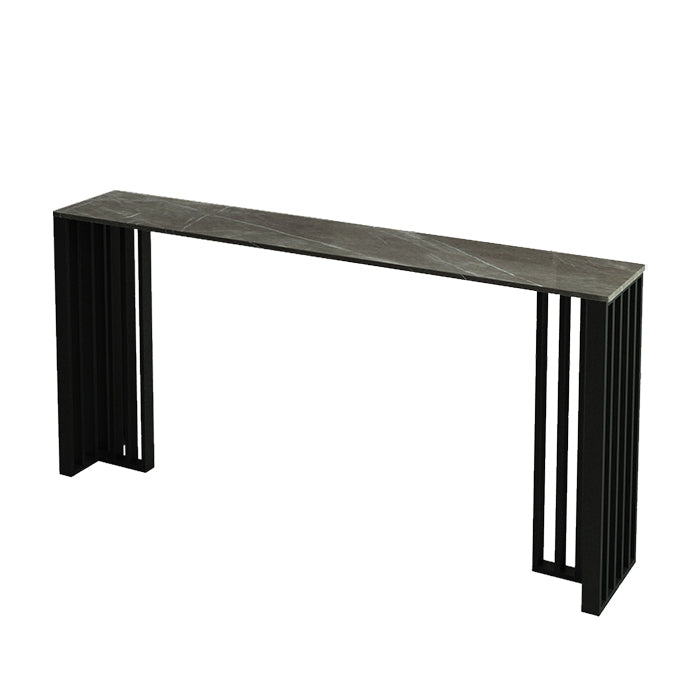 1/4 Pieces Industrial Black Bar Table Set Rectangle Bistro Set with Stone Top