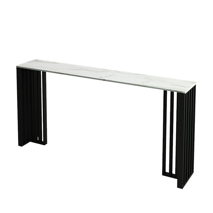 1/4 Pieces Industrial Black Bar Table Set Rectangle Bistro Set with Stone Top