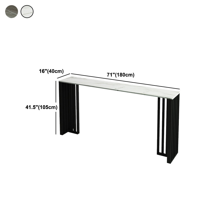 1/4 Pieces Industrial Black Bar Table Set Rectangle Bistro Set with Stone Top