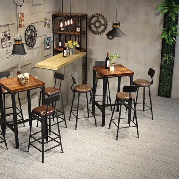 Industrial 1/2/3/5 Pieces Square Bar Table Set Solid Wood Bistro Set