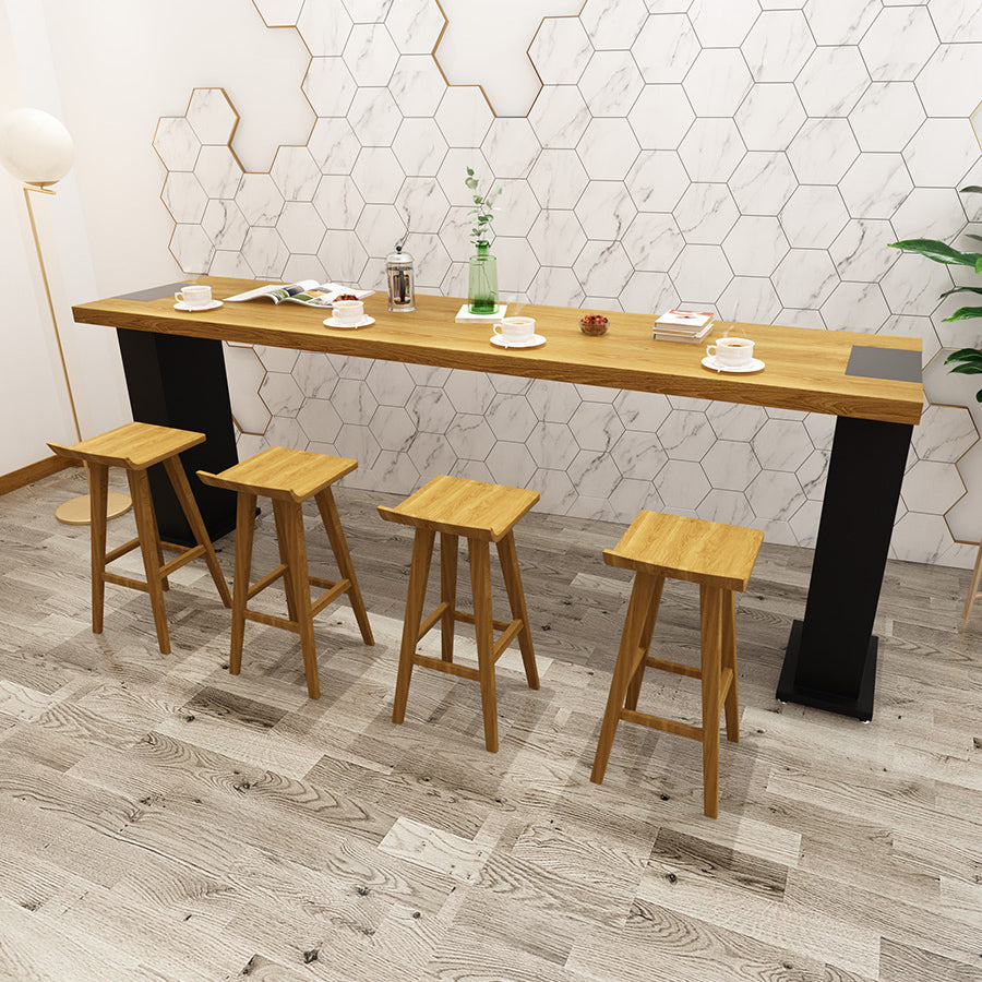 Modern 1/2/5 Pieces Rectangular Pub Table Set Wooden Counter Table with Backless Stools
