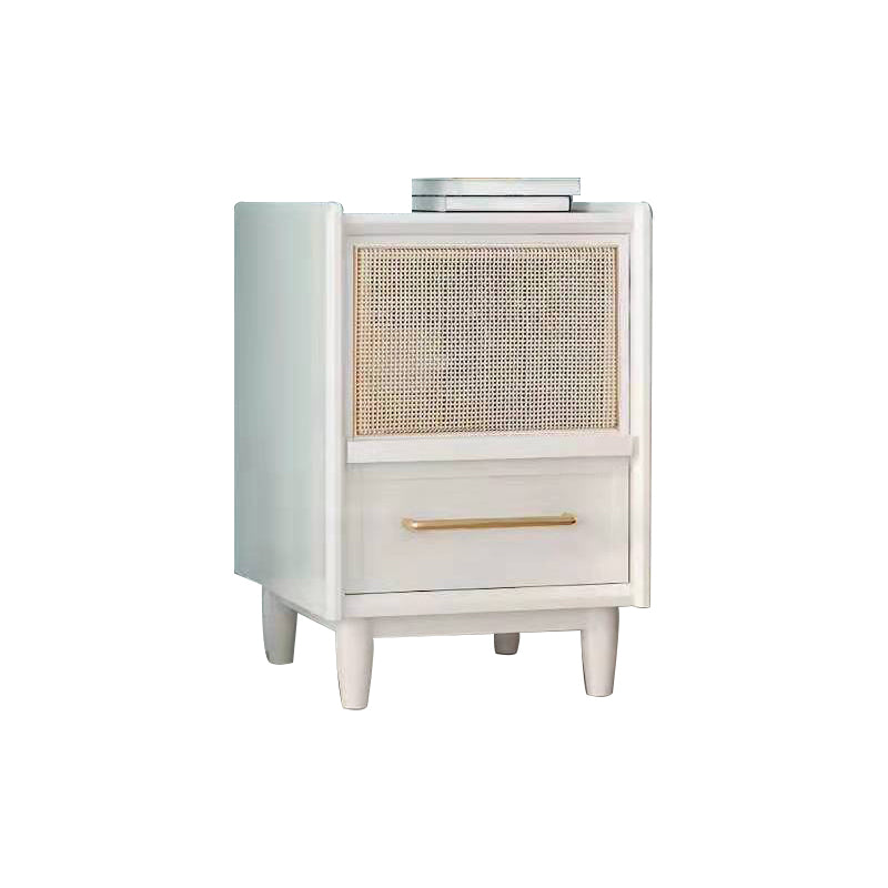 19.6" /21.6" Tall Wooden Nightstand in White / Black Modern Night Stand