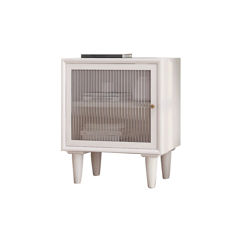 19.6" /21.6" Tall Wooden Nightstand in White / Black Modern Night Stand