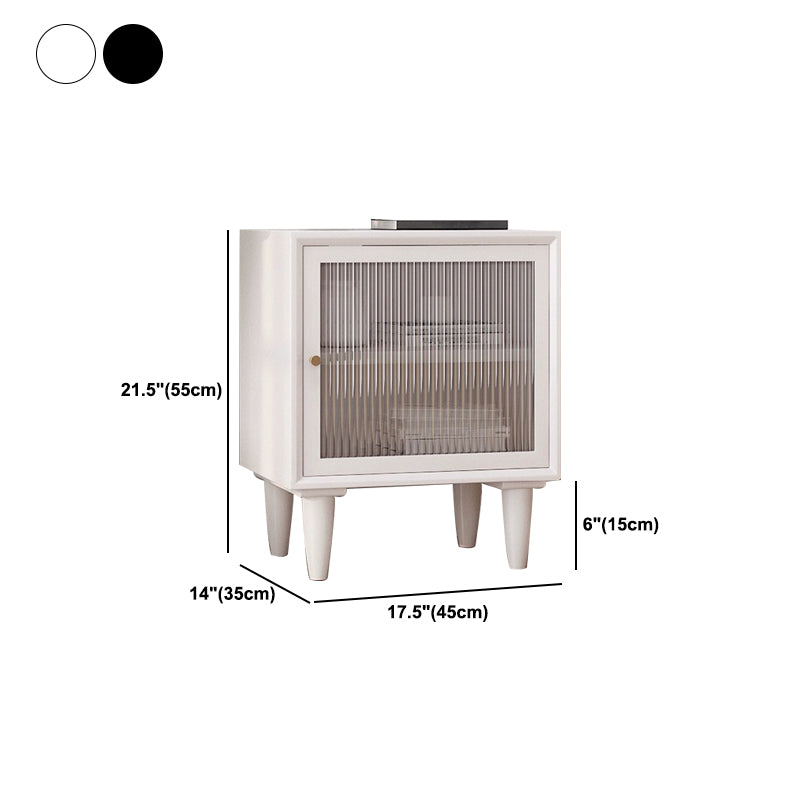 19.6" /21.6" Tall Wooden Nightstand in White / Black Modern Night Stand