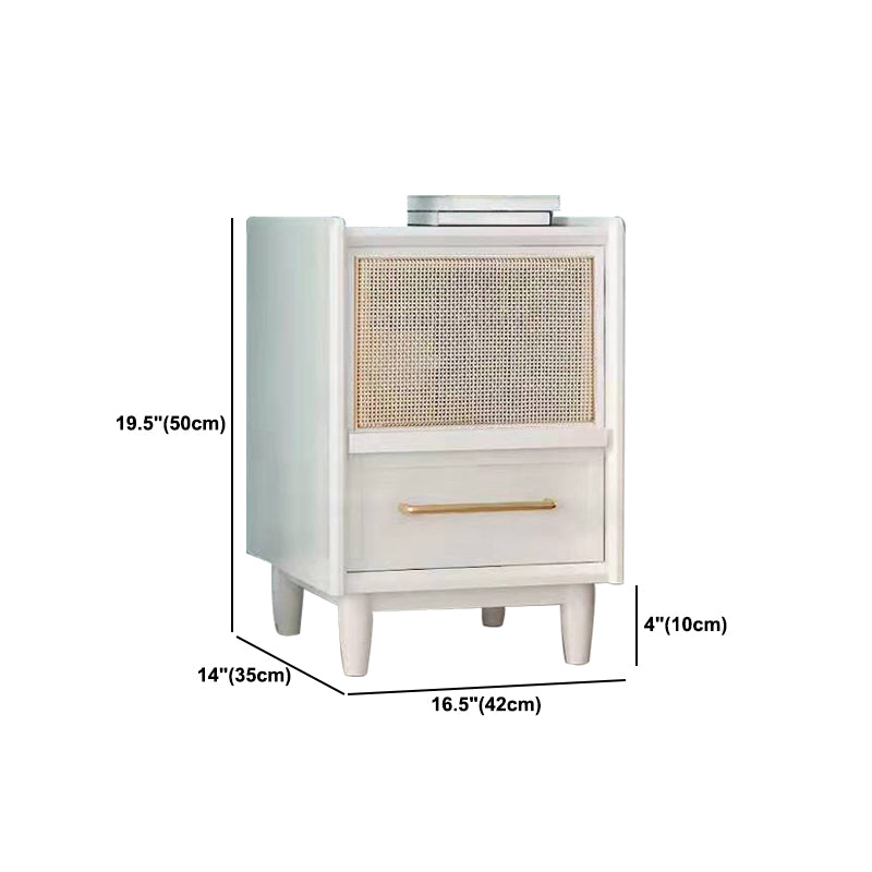 19.6" /21.6" Tall Wooden Nightstand in White / Black Modern Night Stand