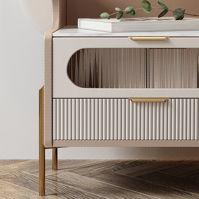 Contemporary Faux Leather Nightstand 21.65" Tall 2 - Drawer Nightstand