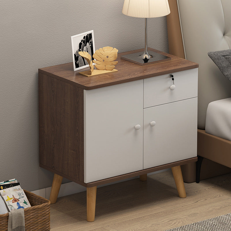 21.6"/28.7" Tall Wooden Nightstand Modern Night Stand With Drawers and Cabinets