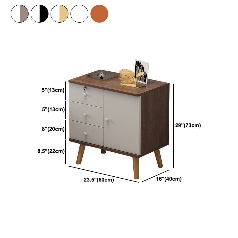 21.6"/28.7" Tall Wooden Nightstand Modern Night Stand With Drawers and Cabinets