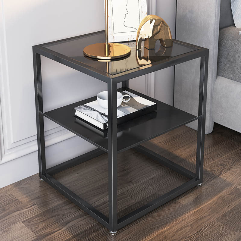 Modern Style Metallic White/gold/black Tempered Glass Table Top Nightstand