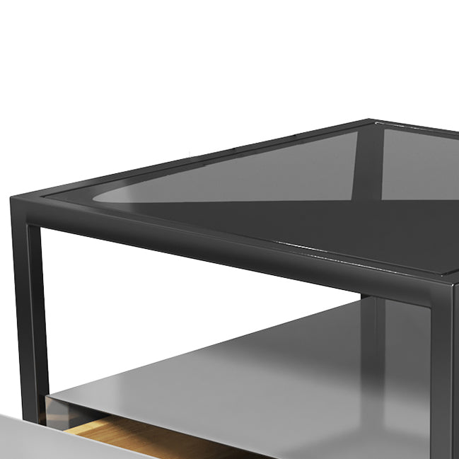 Modern Style Metallic White/gold/black Tempered Glass Table Top Nightstand