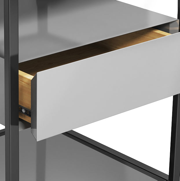 Modern Style Metallic White/gold/black Tempered Glass Table Top Nightstand