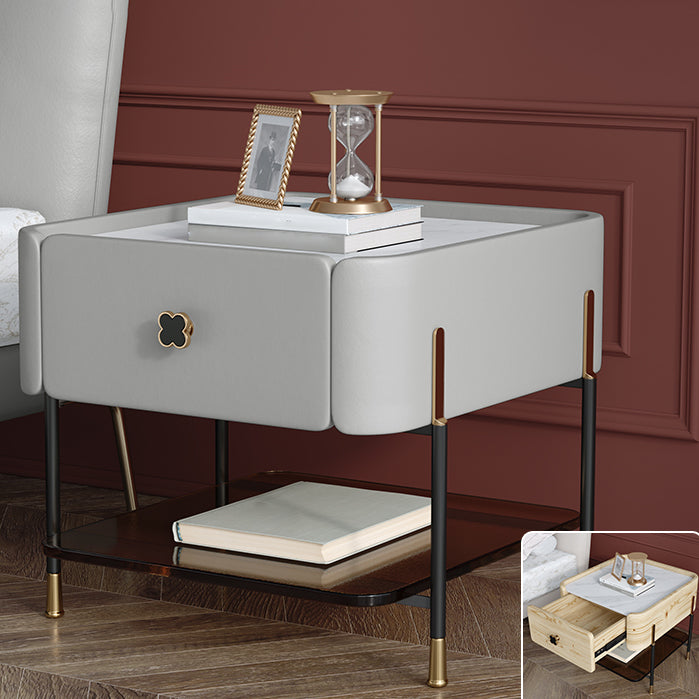 Contemporary Storage Night Table 1 Drawer Wood Bed Nightstand