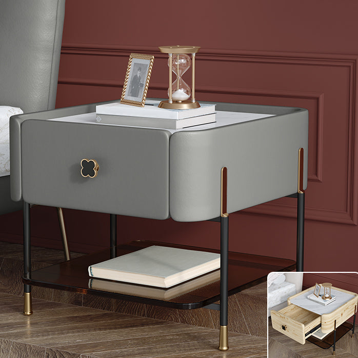 Contemporary Storage Night Table 1 Drawer Wood Bed Nightstand