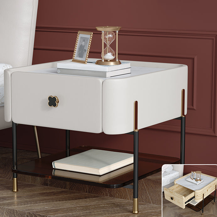 Contemporary Storage Night Table 1 Drawer Wood Bed Nightstand