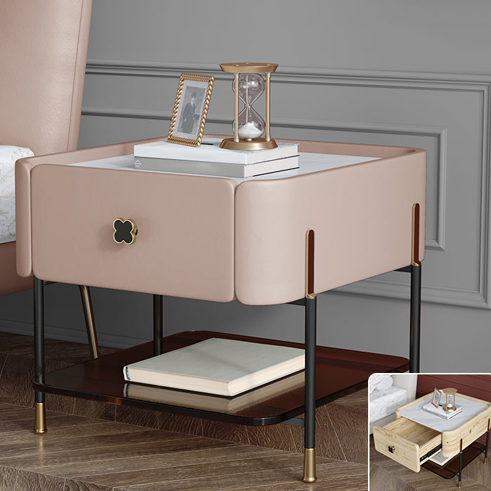 Contemporary Storage Night Table 1 Drawer Wood Bed Nightstand