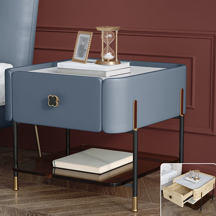 Contemporary Storage Night Table 1 Drawer Wood Bed Nightstand