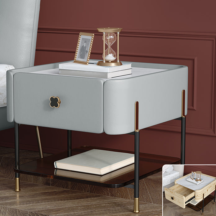 Contemporary Storage Night Table 1 Drawer Wood Bed Nightstand