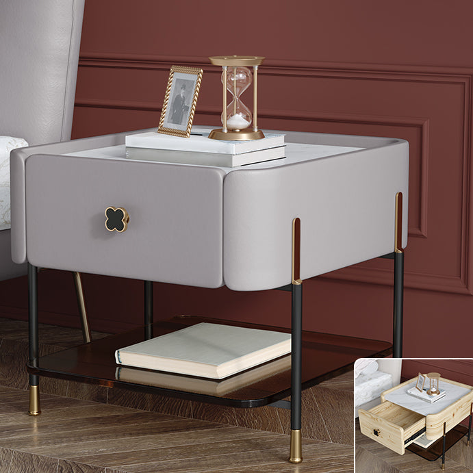 Contemporary Storage Night Table 1 Drawer Wood Bed Nightstand