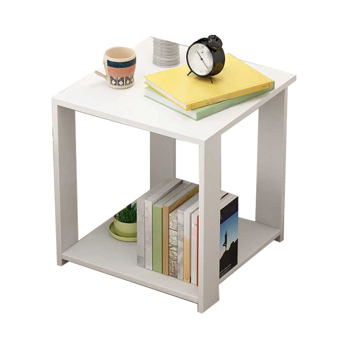 15.7" /18.8" Tall Wooden Nightstand Modern Night Stand with Shelves