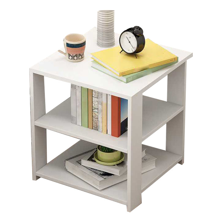 15.7" /18.8" Tall Wooden Nightstand Modern Night Stand with Shelves