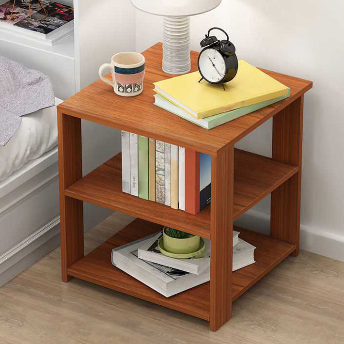 15.7" /18.8" Tall Wooden Nightstand Modern Night Stand with Shelves
