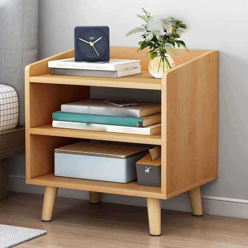 15.7" /18.8" Tall Wooden Nightstand Modern Night Stand with Shelves