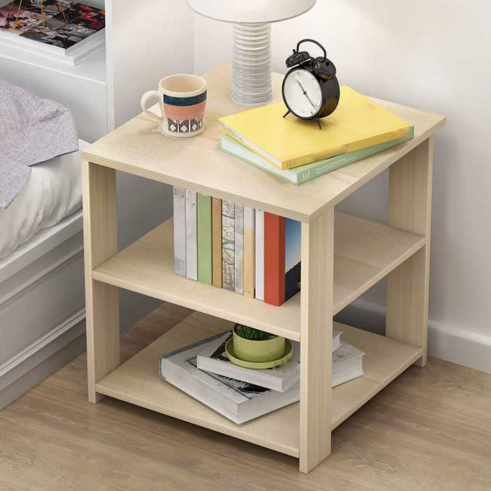 15.7" /18.8" Tall Wooden Nightstand Modern Night Stand with Shelves