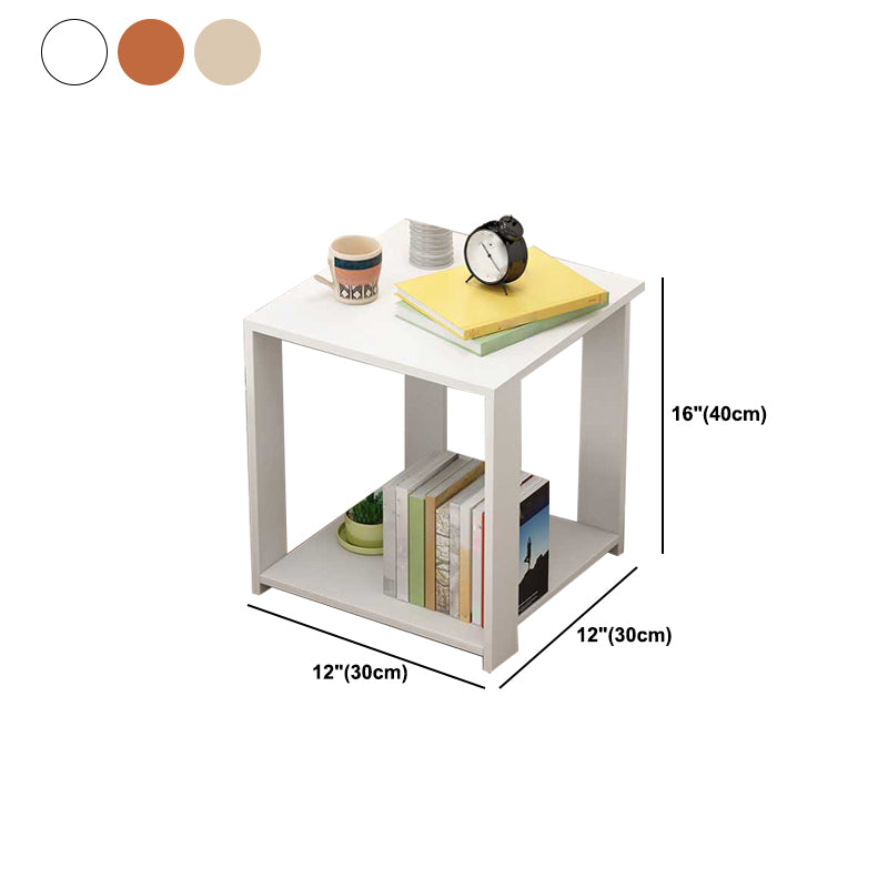 15.7" /18.8" Tall Wooden Nightstand Modern Night Stand with Shelves