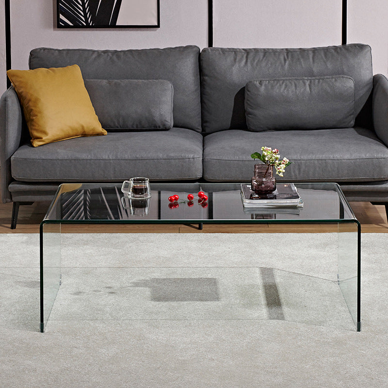 Modern Style Black/transparent Top Rectangular Coffee Table Made of Tempered Glass