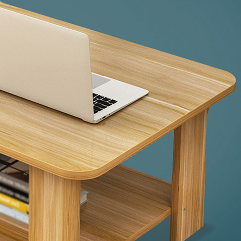 Rectangular Wooden Coffee Table 1 Single Cocktail Table with Storage Shelf