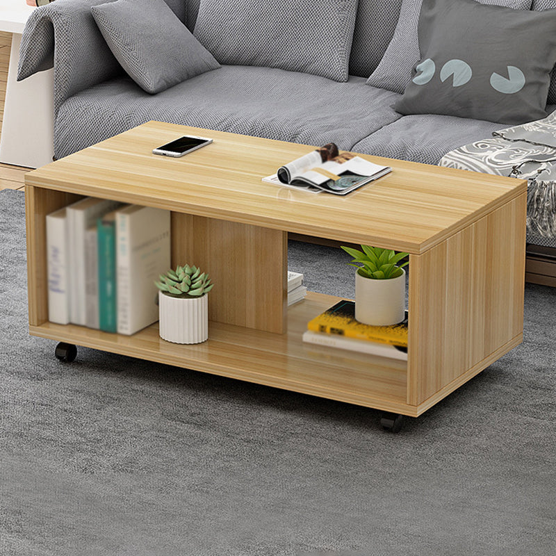 Geometric 1 Single Coffee Table Wood Cocktail Table with Casters