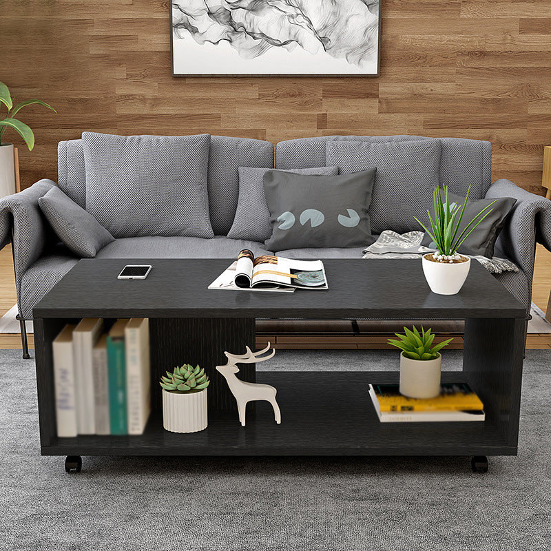 Geometric 1 Single Coffee Table Wood Cocktail Table with Casters