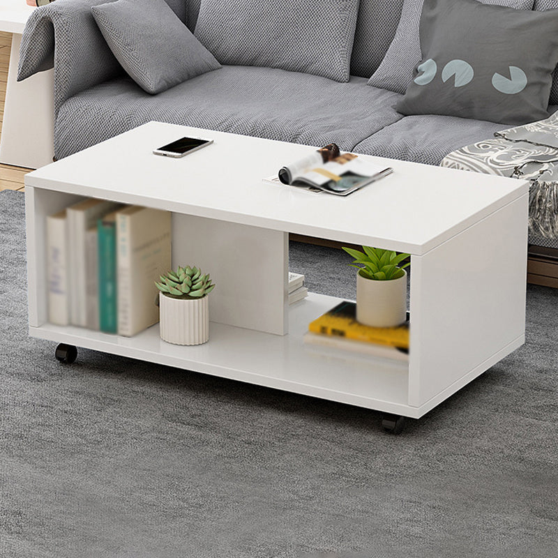 Geometric 1 Single Coffee Table Wood Cocktail Table with Casters