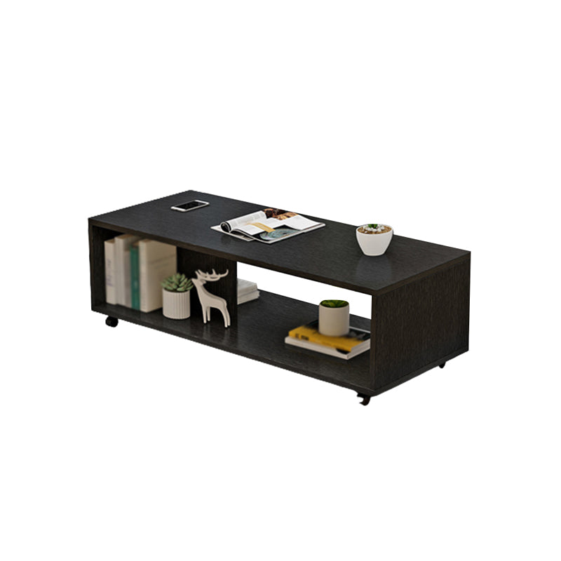 Geometric 1 Single Coffee Table Wood Cocktail Table with Casters