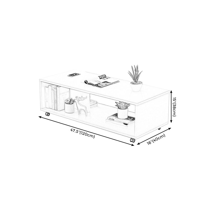 Geometric 1 Single Coffee Table Wood Cocktail Table with Casters