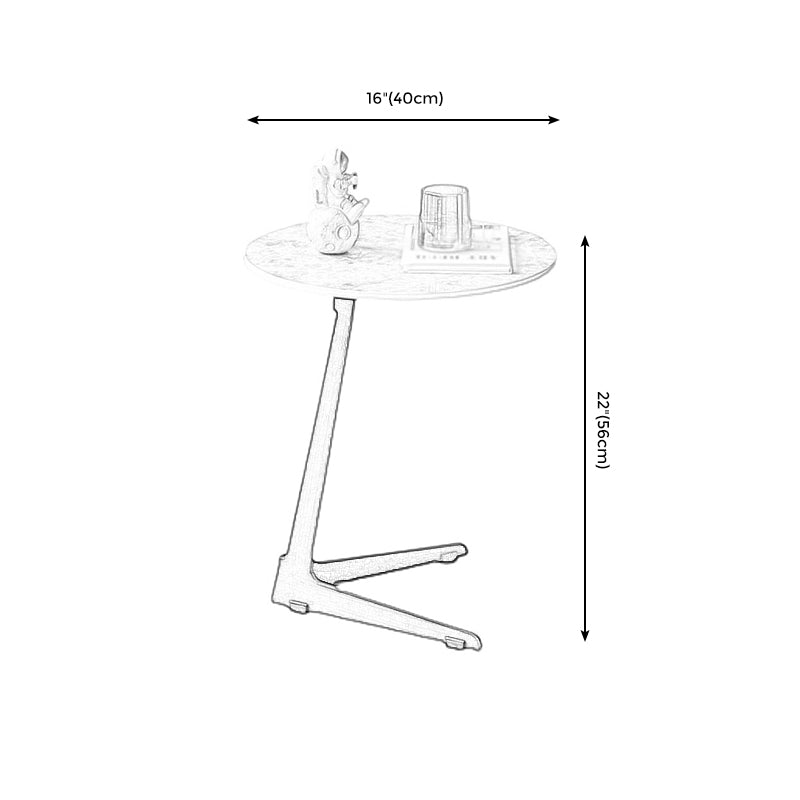 1 Single Round Pedestal Slate Coffee Table for Living Room with Steel Legs