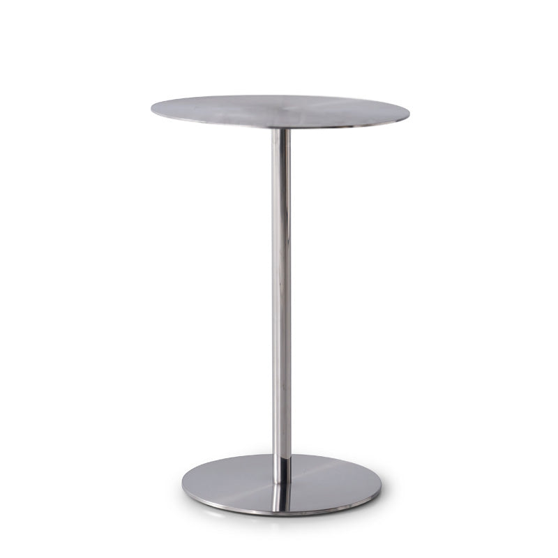 Pedestal Round Silver Coffee Table for Living Room Stainless Steel Cocktail Table