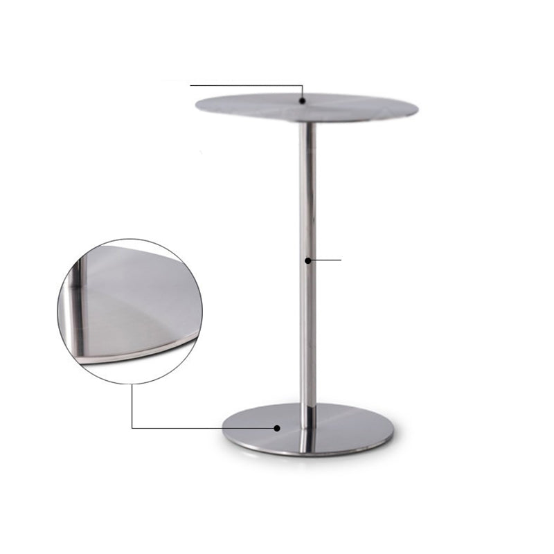 Pedestal Round Silver Coffee Table for Living Room Stainless Steel Cocktail Table