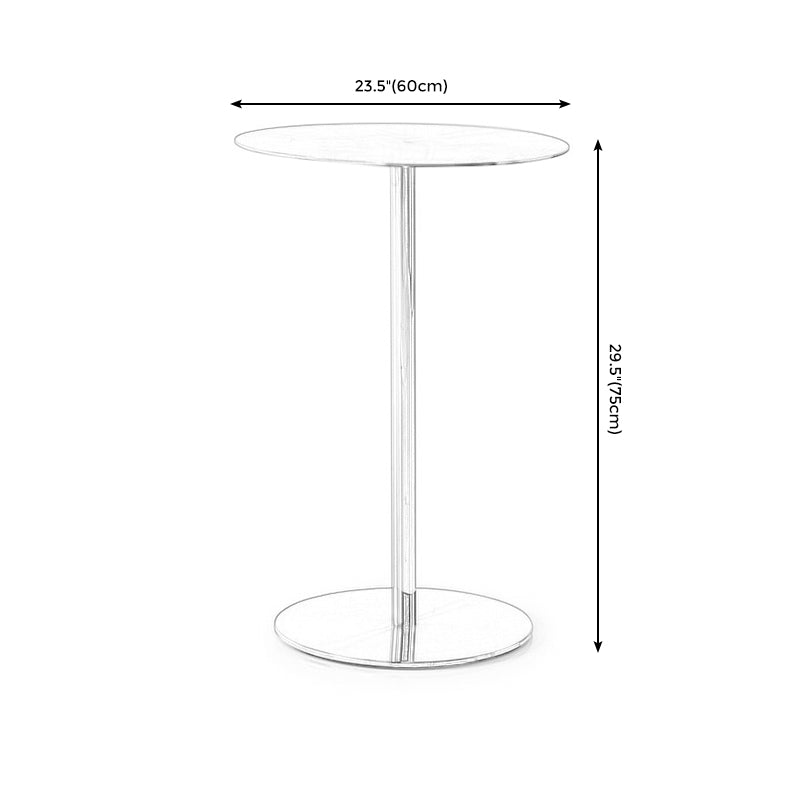 Pedestal Round Silver Coffee Table for Living Room Stainless Steel Cocktail Table