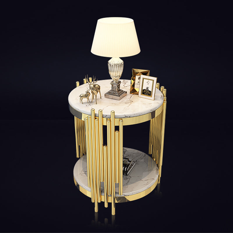 Marble/glass Round Coffee Table with Three Legs for Living Room