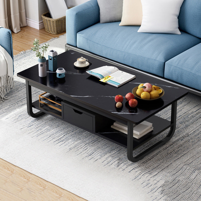 Wood Modern Double Pedestal Coffee Table Rectangle Table, 39.4"/47.2"
