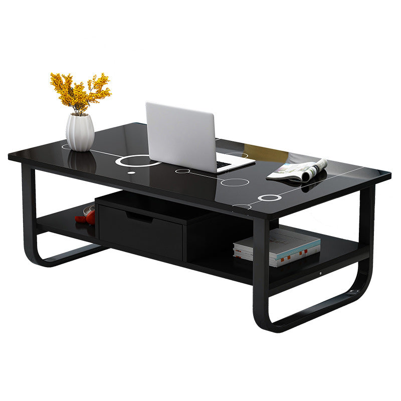 Wood Modern Double Pedestal Coffee Table Rectangle Table, 39.4"/47.2"