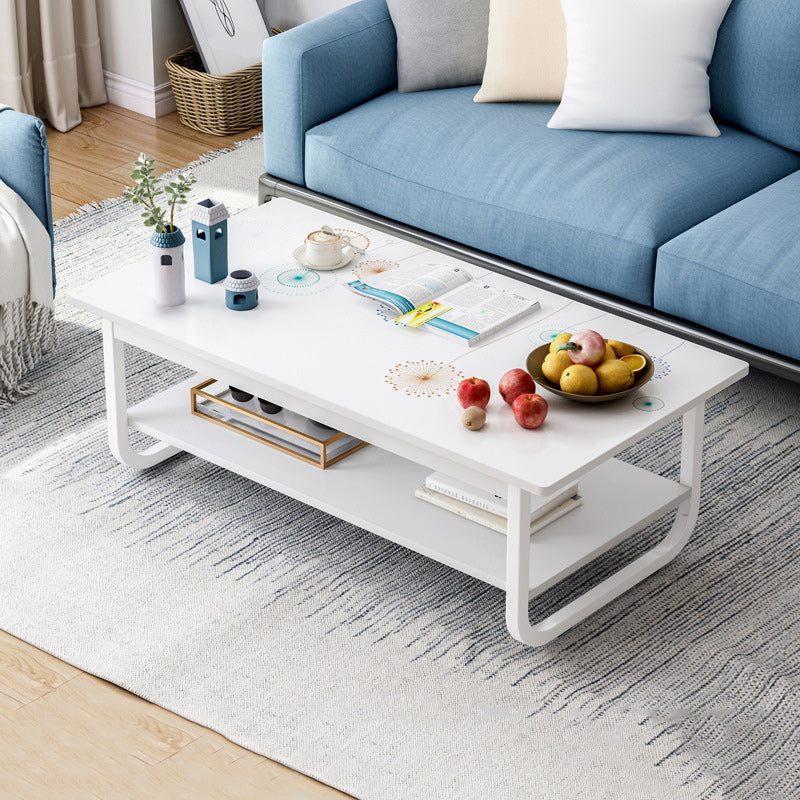 Wood Modern Double Pedestal Coffee Table Rectangle Table, 39.4"/47.2"