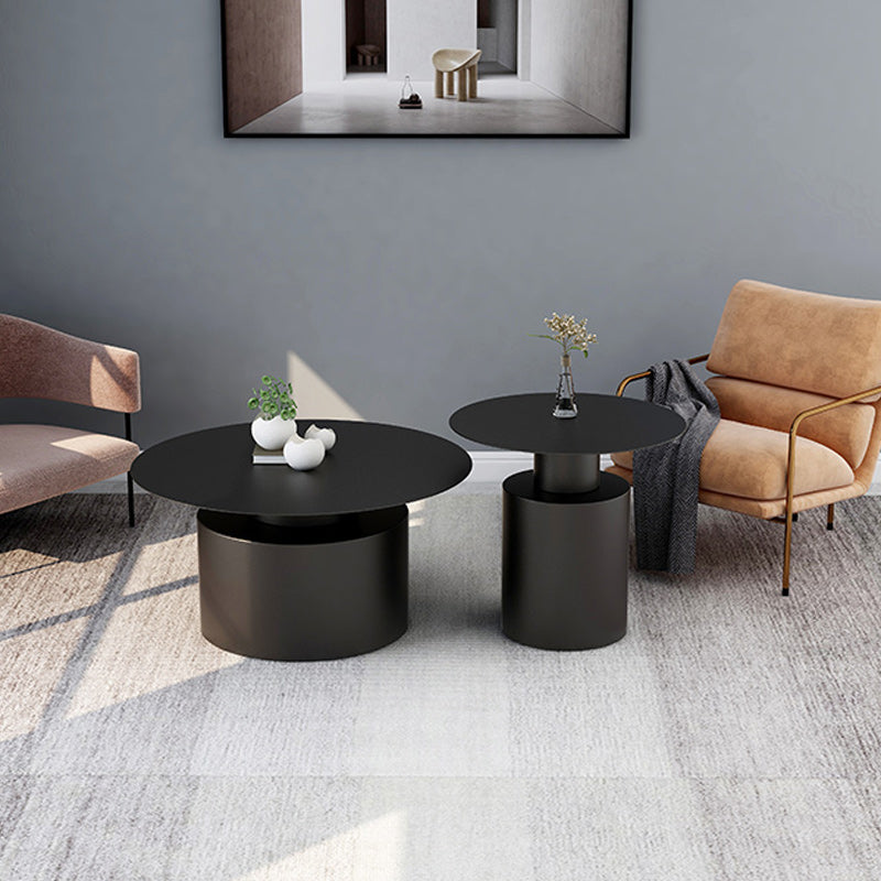 Modernism Black/White Pedestal 1 Coffee Table Round Metal Table
