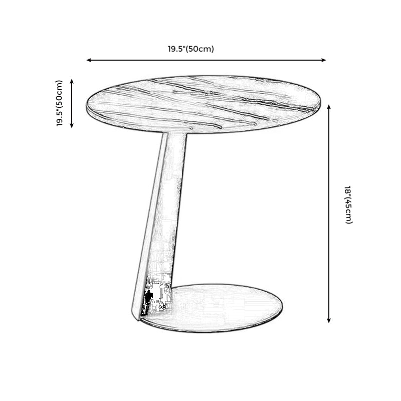 Modern Black and White Coffee Table Round Slate and Metal Table