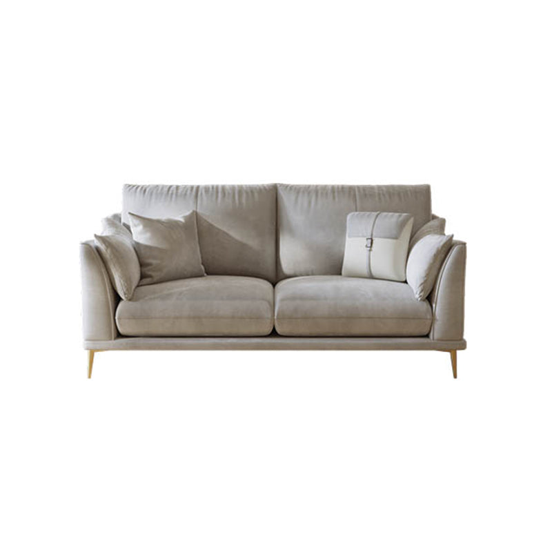 with Pillows Contemporary Sloped Arm Standard Settee Couch in Grey